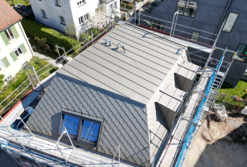 Mischung aus Stehfalztechnik und Metallscharen